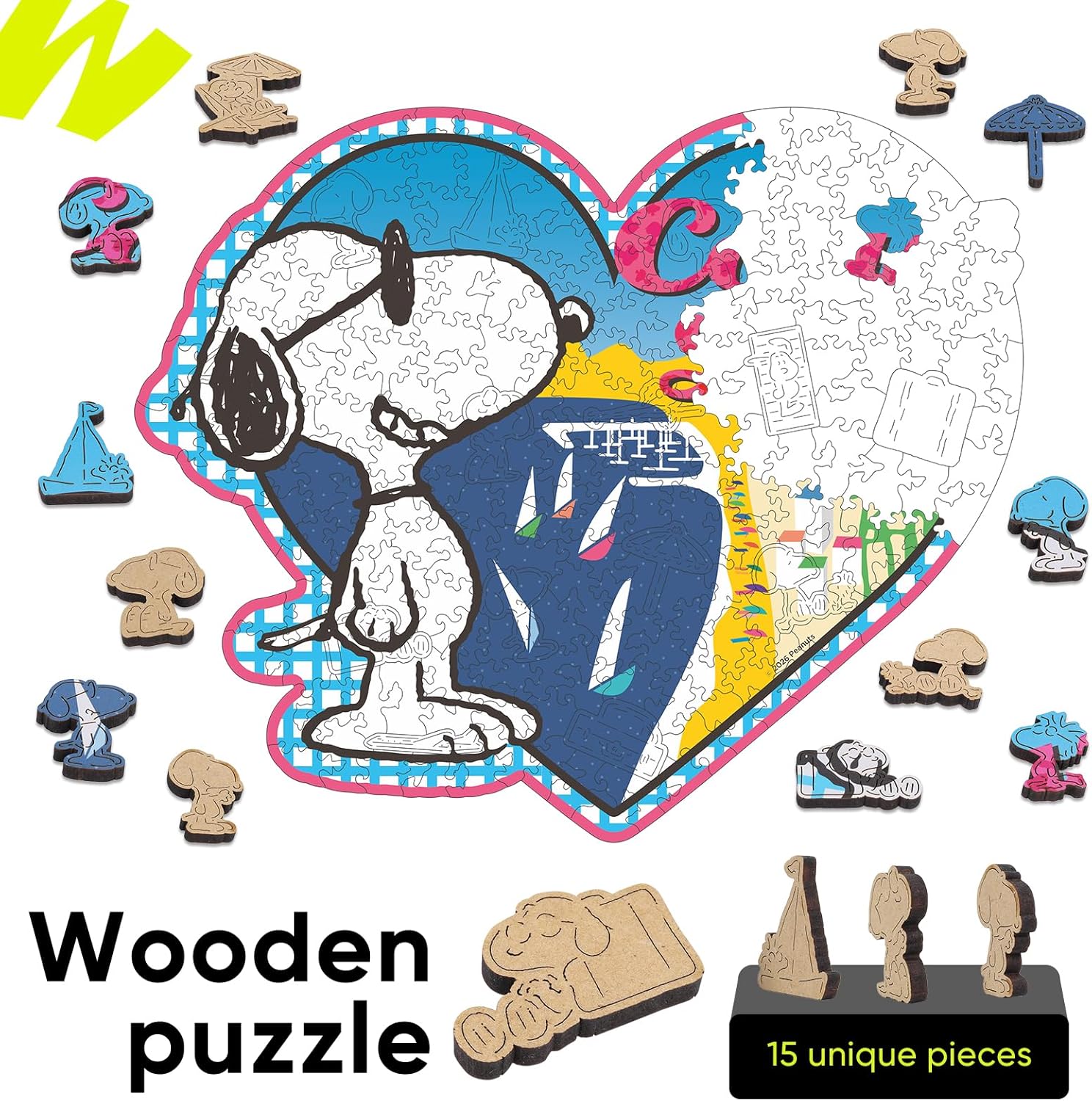 Heart‑Shaped Snoopy Wooden Puzzle